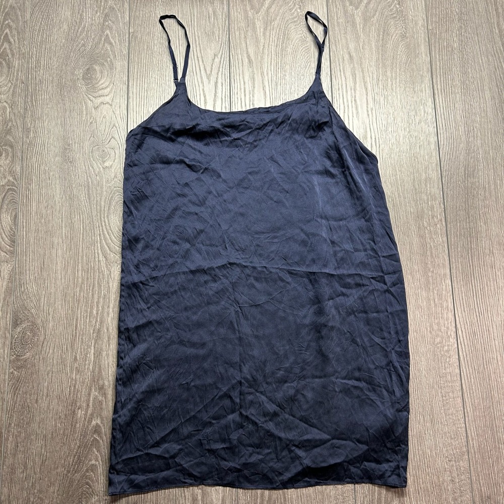 Babaton Silk Camisole Navy Blue Adjustable Spaghetti Strap Tank Top Size M